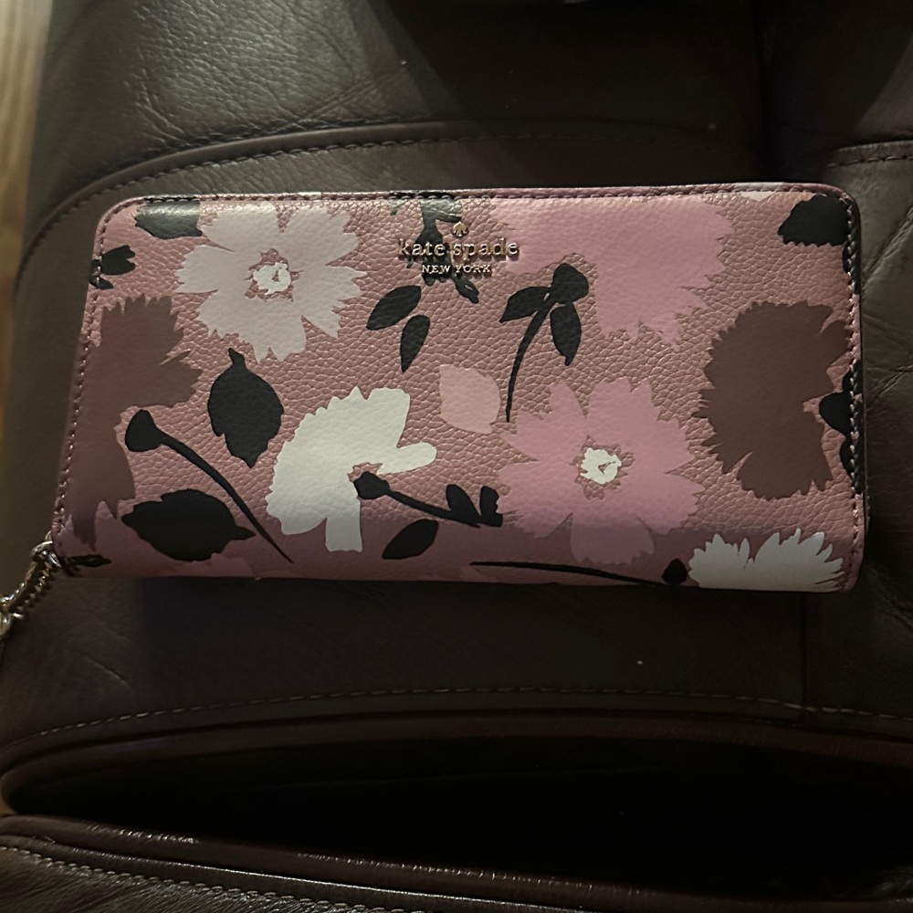 Kate Spade Pink and Black Floral Wallet